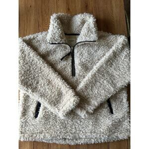 Abercrombie & Fitch Beige Sherpa Half Zip Sweatshirt Size Large